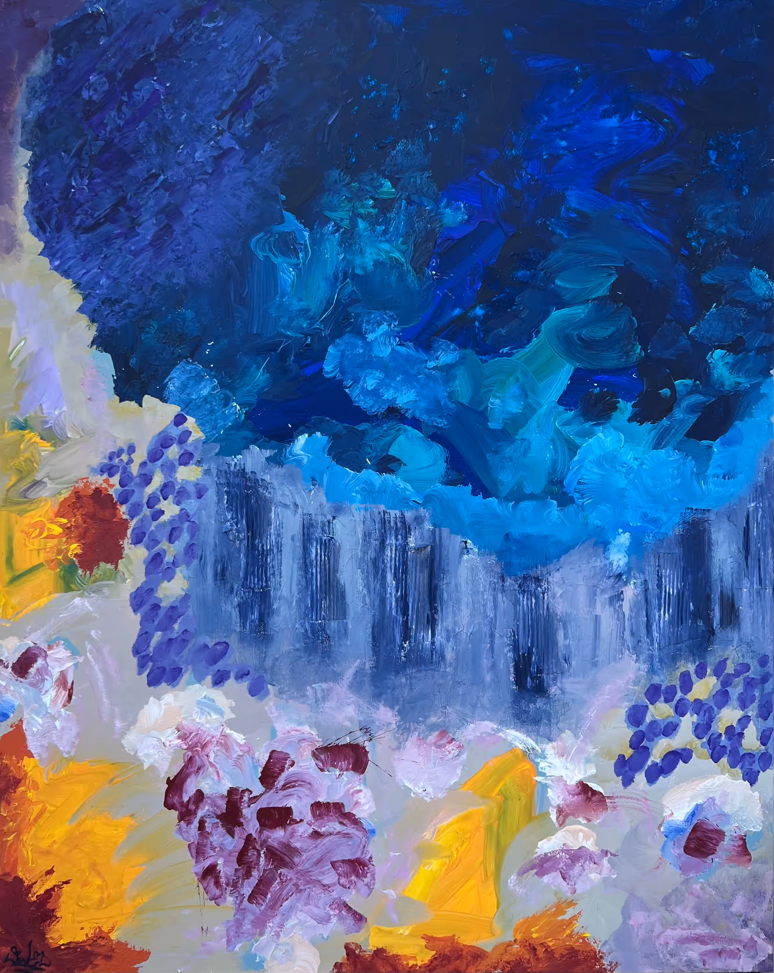 Painting 'Beautiful World' by Julius-Hendrik Heims from the Fusion Season, 115×140 cm