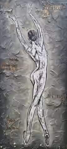 Painting 'Canopée' by Julius-Hendrik Heims from the Dancers Season, mixed media, 90×200 cm