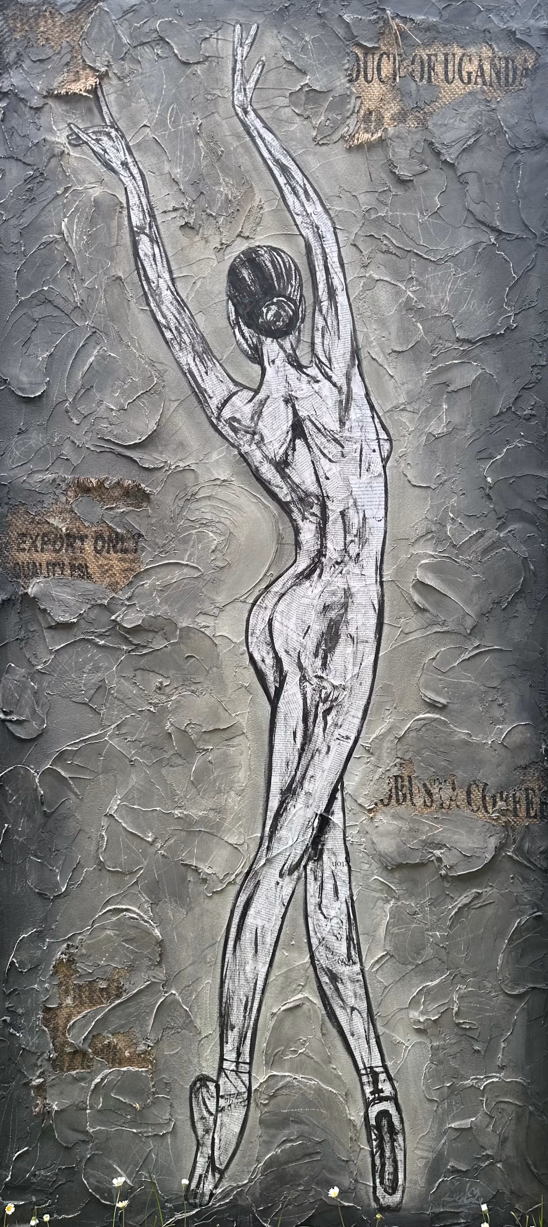 Tableau « Canopée » de Julius-Hendrik Heims, Season Dancers, technique mixte, 90×200 cm