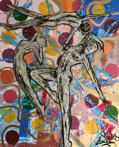 Painting 'ZEZE' by Julius-Hendrik Heims from the Dancers Season, mixed media, 130×160 cm