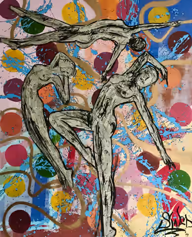 Tableau « ZEZE » de Julius-Hendrik Heims, Season Dancers, technique mixte, 130×160 cm