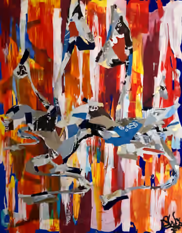 Painting 'I Should Be Dreaming' by Julius-Hendrik Heims from the Ovni tuet Season, mixed media, 105×135 cm