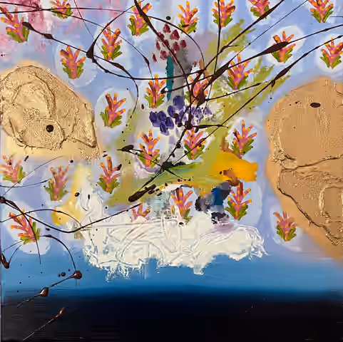 Cuadro «III Wind» de Julius-Hendrik Heims de la Season Flowers, técnica mixta, 40×40 cm