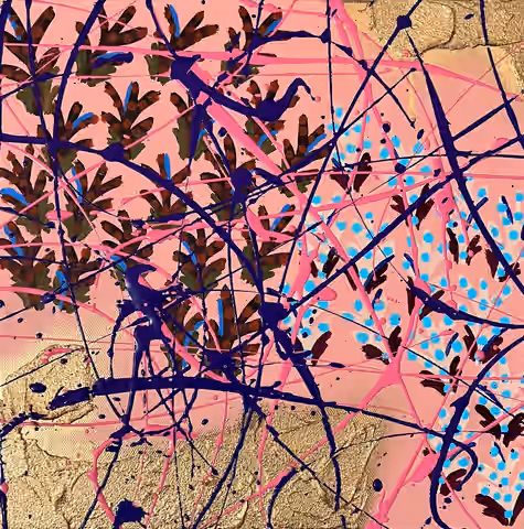 Painting 'Johnny 99' by Julius-Hendrik Heims from the Flowers Season, mixed media, 30×30 cm