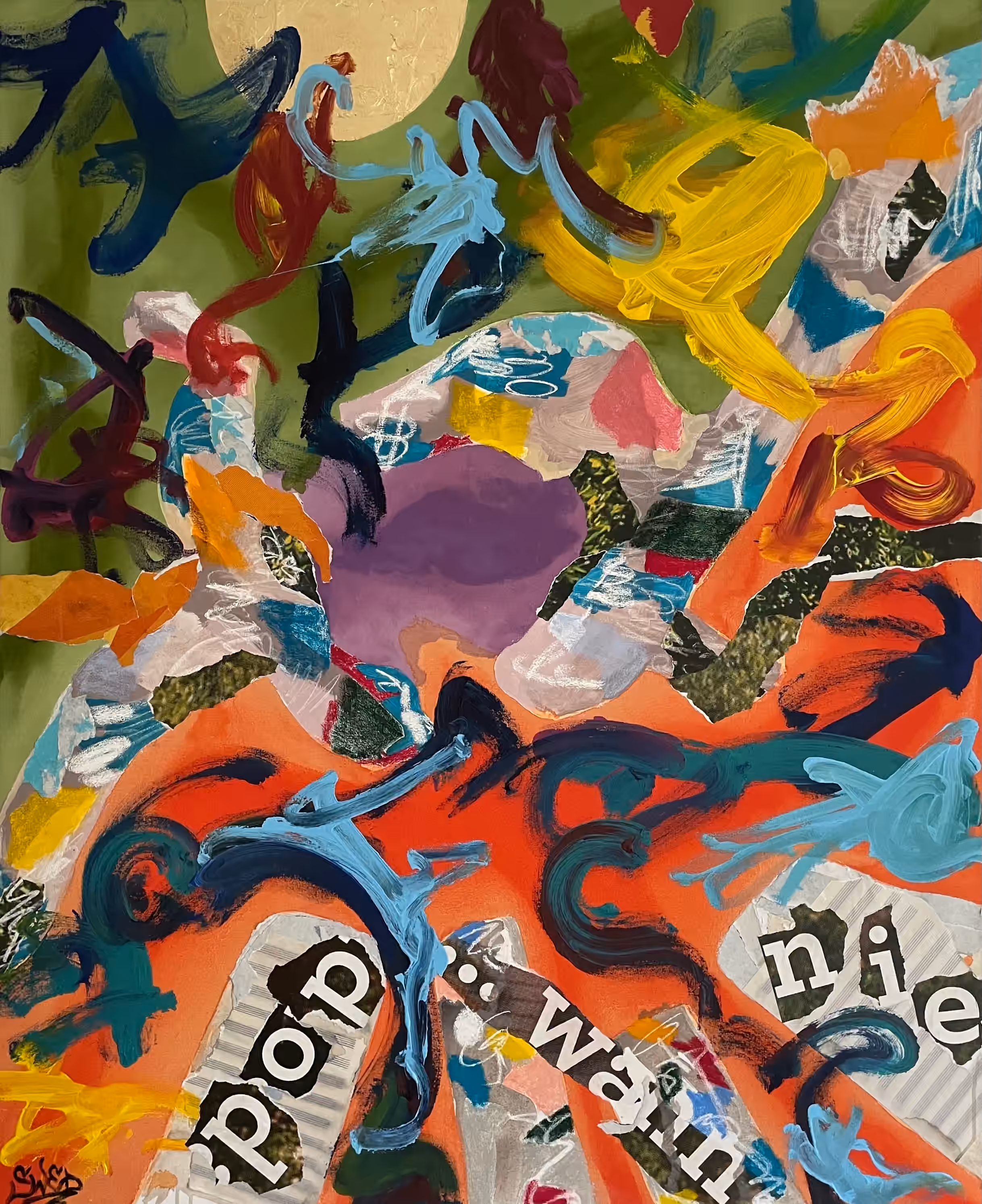 Painting 'L´école' by Julius-Hendrik Heims from the Gutai Season, 115×140 cm