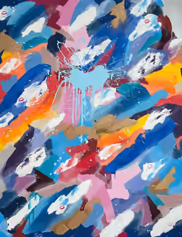 Painting 'Love Tonight' by Julius-Hendrik Heims from the Splash Season, mixed media, 140×180 cm
