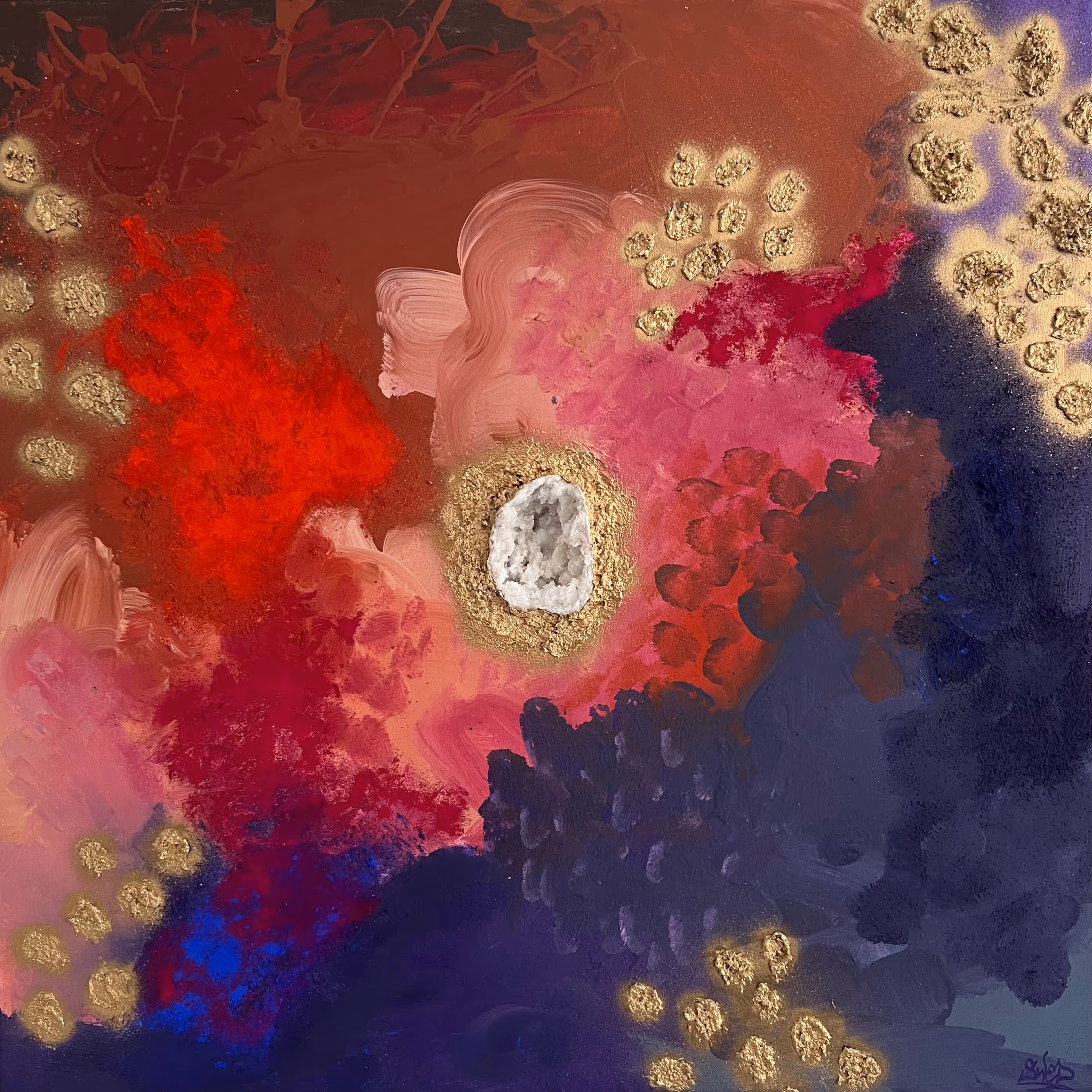 Gemälde „Lullabies“ von Julius-Hendrik Heims aus der Season Crystals, Mischtechnik, 80×80 cm