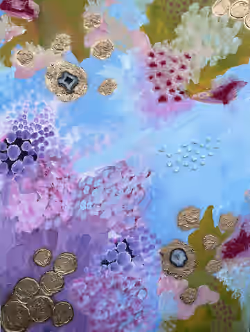 Tableau « Feel Flows » de Julius-Hendrik Heims, Season Crystals, technique mixte, 120×160 cm