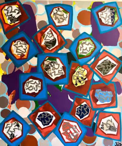 Julius-Hendrik Heims 的画作《Nordkap》，出自 Squares 系列，布面丙烯，115×140 cm