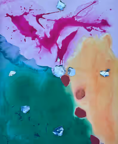Painting 'Now we are free' by Julius-Hendrik Heims from the Fusion Season, mixed media, 115×140 cm