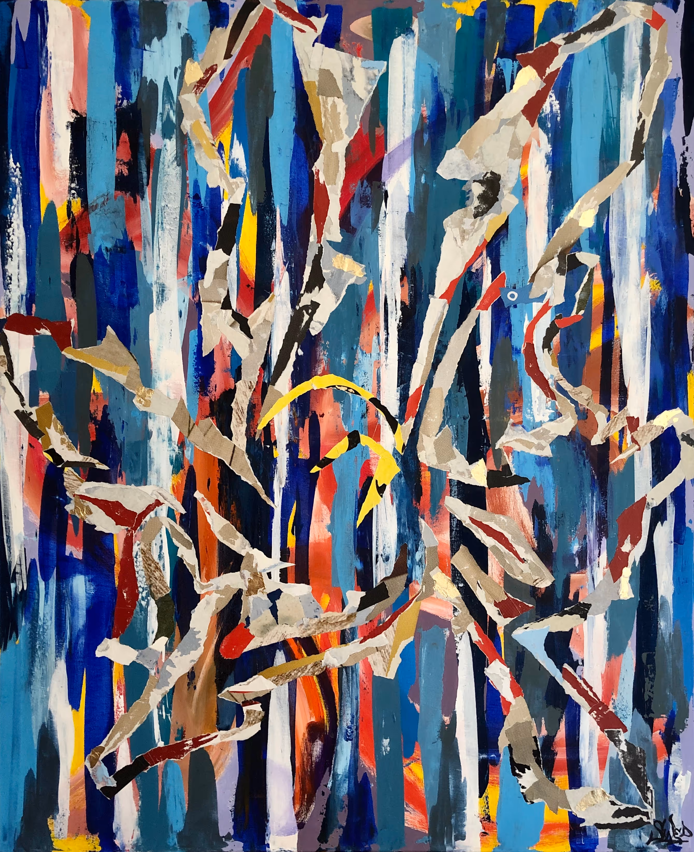Tableau « Oceans » de Julius-Hendrik Heims, Season Ovni tuet, technique mixte, 115×140 cm