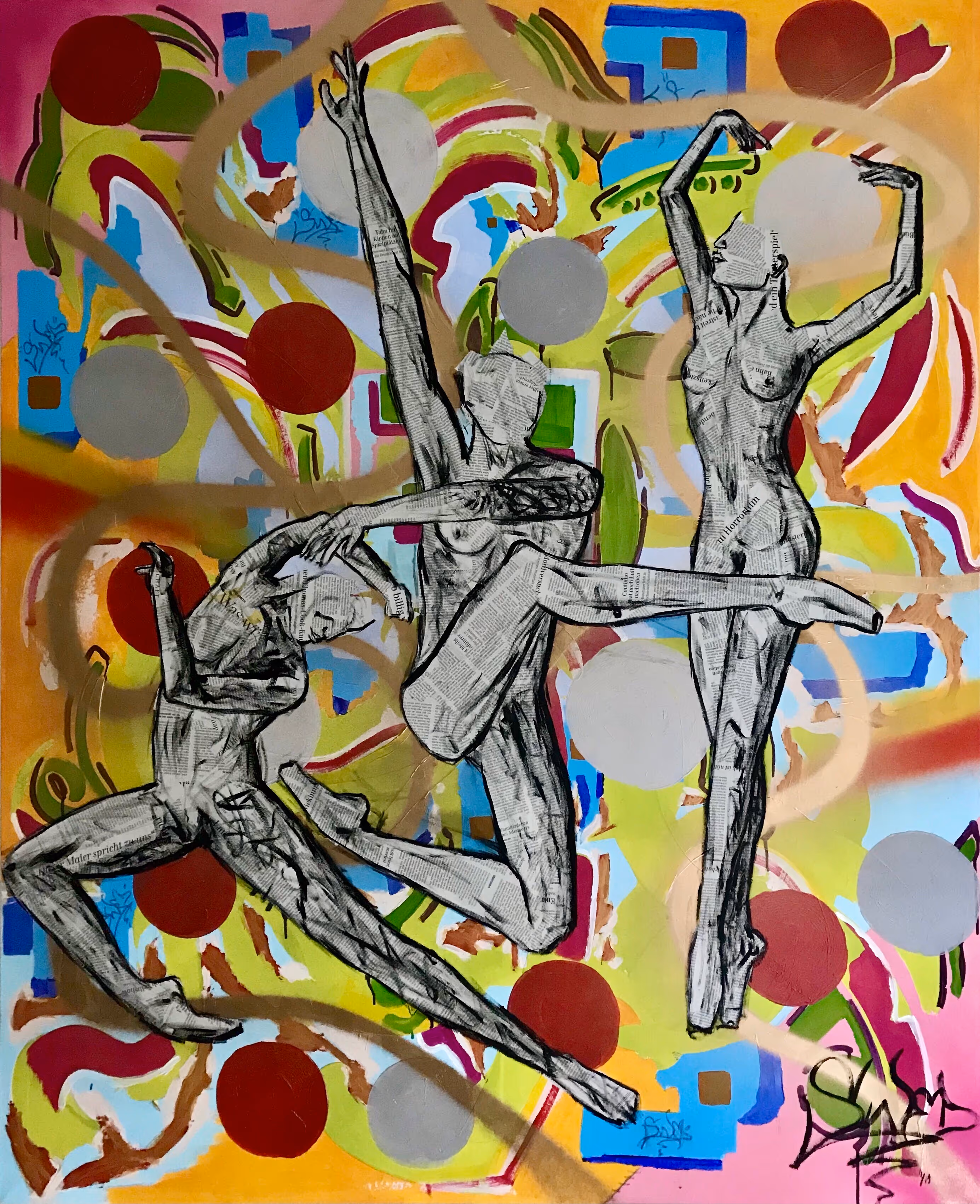 Gemälde „on my own“ von Julius-Hendrik Heims aus der Season Dancers, Mischtechnik, 130×160 cm