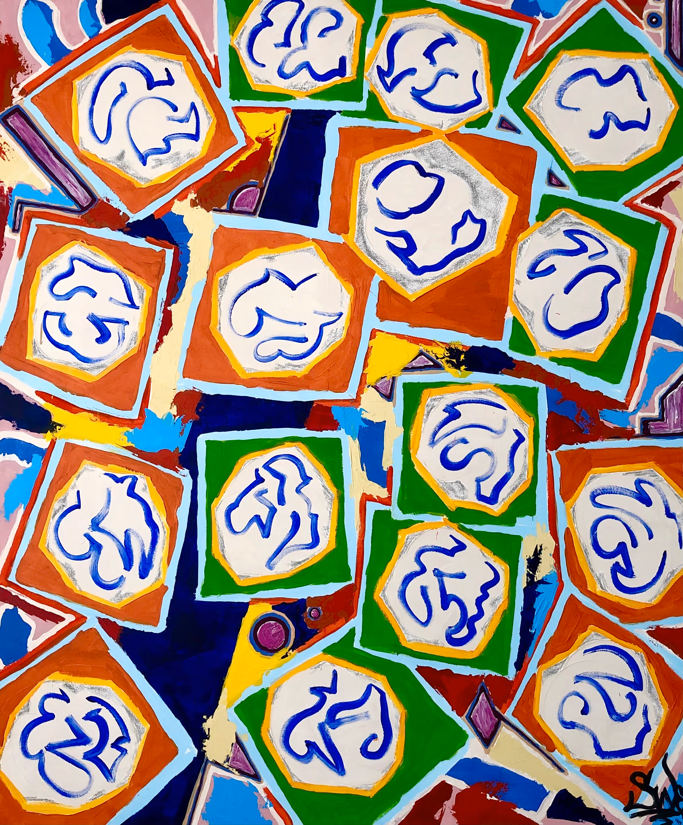 Cuadro «Peace of Mind» de Julius-Hendrik Heims de la Season Squares, acrílico sobre lienzo, 115×140 cm