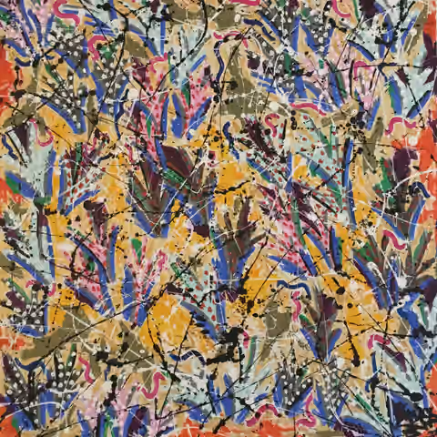 Painting 'Run' by Julius-Hendrik Heims from the Flowers Season, mixed media, 100×100 cm