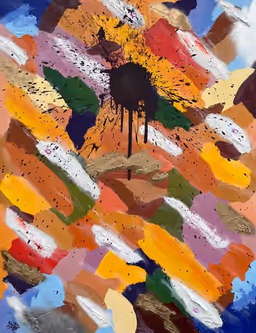 Painting 'Scherzo' by Julius-Hendrik Heims from the Splash Season, mixed media, 140×180 cm