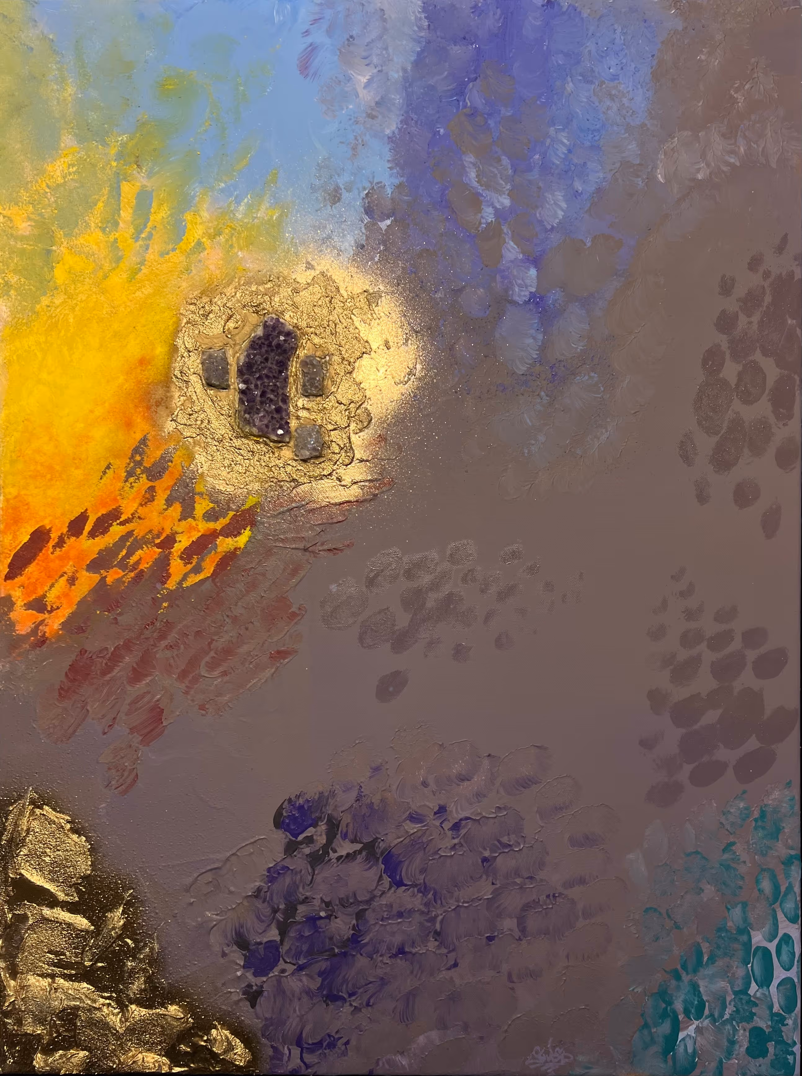 Tableau « Silence » de Julius-Hendrik Heims, Season Crystals, technique mixte, 50×70 cm