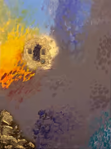Painting 'Silence' by Julius-Hendrik Heims from the Crystals Season, mixed media, 50×70 cm