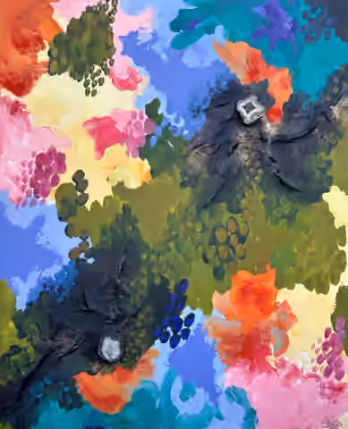 Painting 'sixteen' by Julius-Hendrik Heims from the Crystals Season, mixed media, 120×155 cm