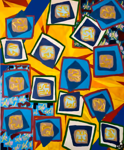 Untitled painting (no. 2) by Julius-Hendrik Heims from the Squares Season, acrylic on canvas, 115×140 cm