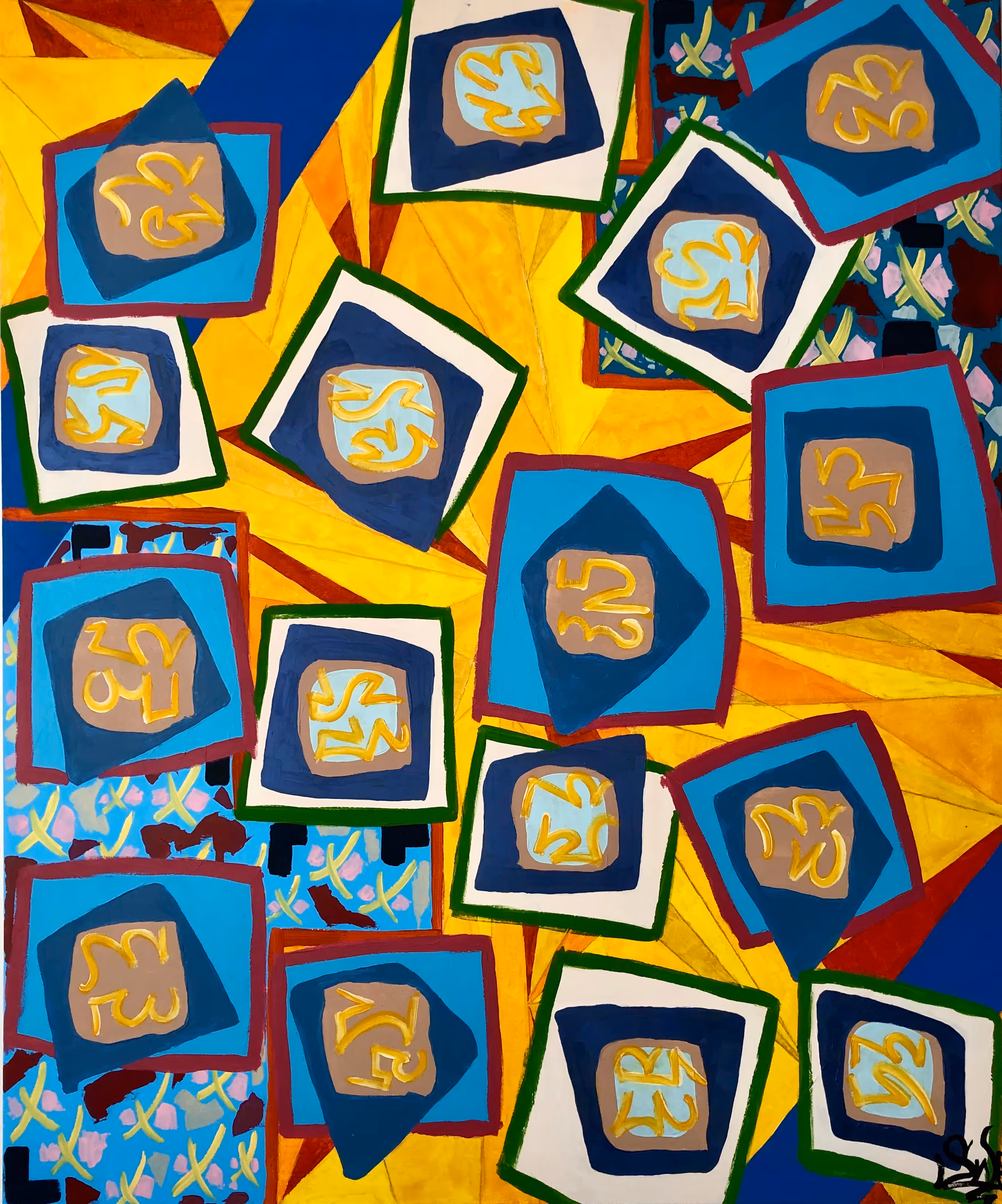 Tableau sans titre (n° 2) de Julius-Hendrik Heims, Season Squares, acrylique sur toile, 115×140 cm