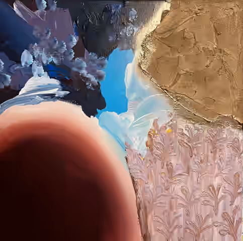 Julius-Hendrik Heims 的无题画作（第 1 号），出自 Fusion 系列，综合媒材，100×200 cm