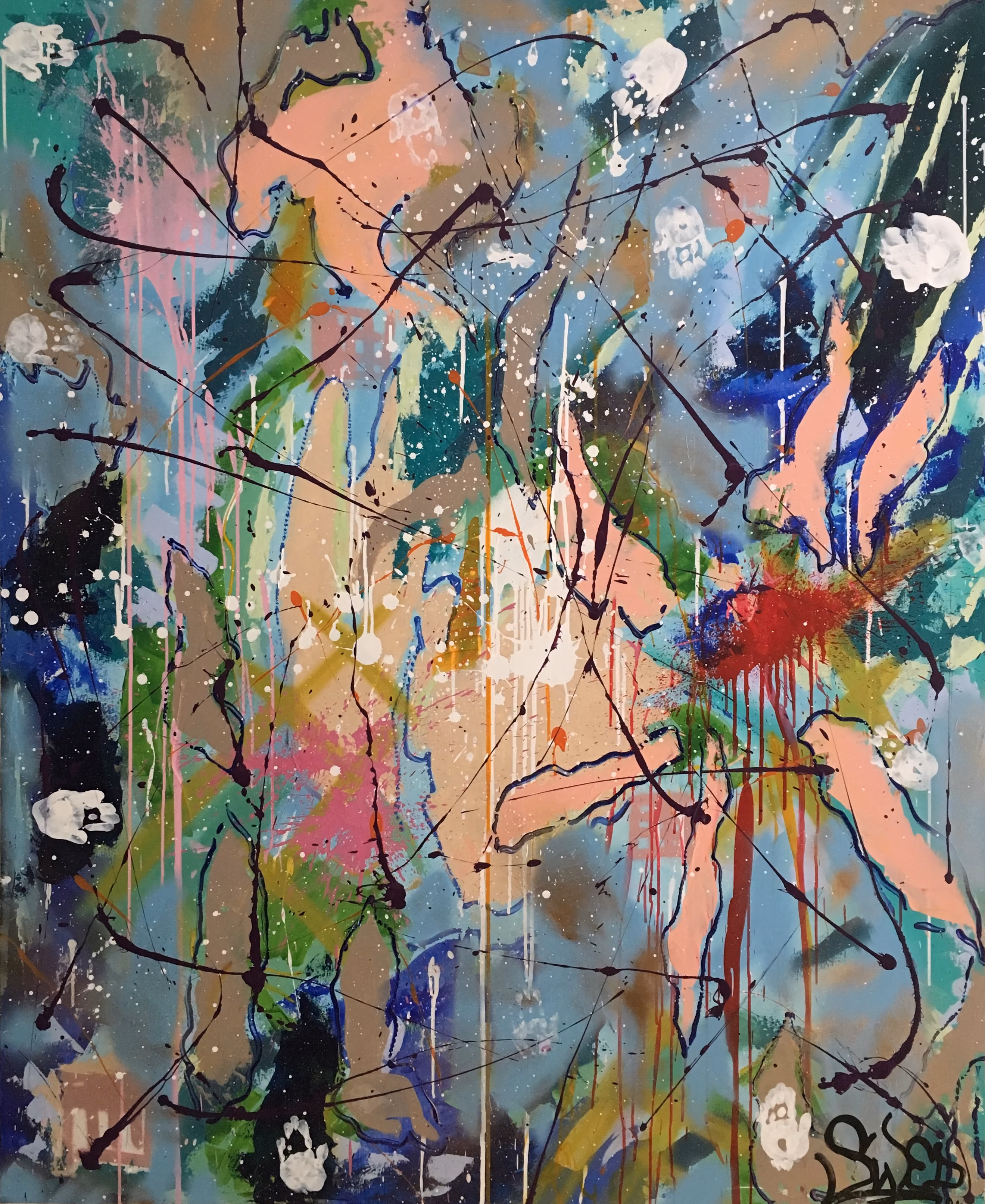 Gemälde „Water Flow“ von Julius-Hendrik Heims aus der Season Splash, Mischtechnik, 130×160 cm